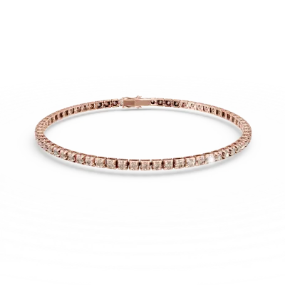 Bratara tennis din aur roz cu diamante maro de 1.5ct