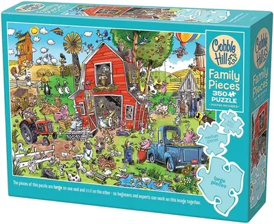Puzzle Cobble Hill din 350 de piese XXL - Ghidușii la fermă