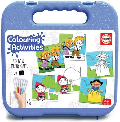 Joc memori de colorat Educa de 20 piese - Forest, cu 6 carioci