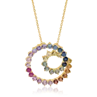 Lant cu pandantiv din aur galben cu safire multicolore de 2.6ct