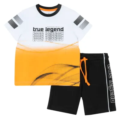 Costum copii Chicco tricou si pantaloni, alb cu model, 75879-66MC