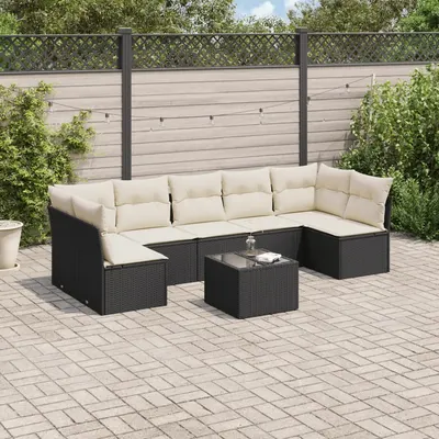 Gossi set mobilier de gradina cu perne, 8 piese, negru, poliratan