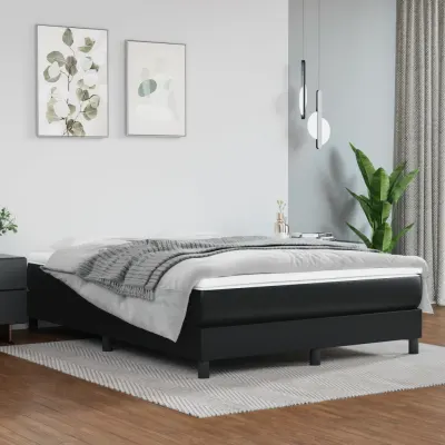 vidaXL Saltea cu arcuri buzunar, fermitate medie, negru, 140x190x20 cm, piele ecologică