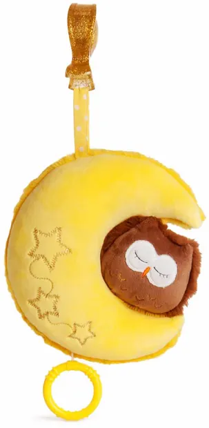 Lanterna de pluș Amek Toys - Lună cu bufniță, 19 cm