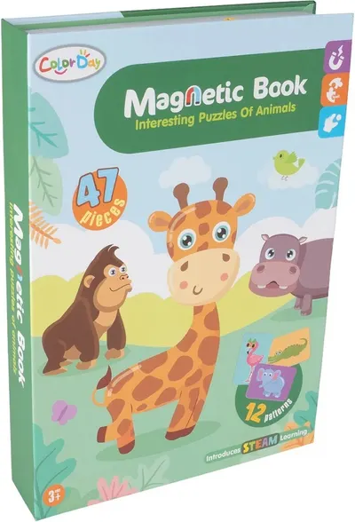 Joc magnetic MalPlay - Montessori, animale din junglă, 47 piese
