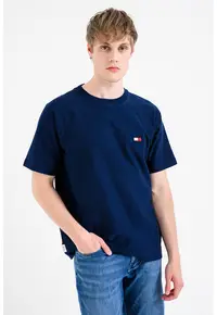 Tricou de bumbac cu maneci raglan si detaliu cu model monograma Elevated - Bleumarin