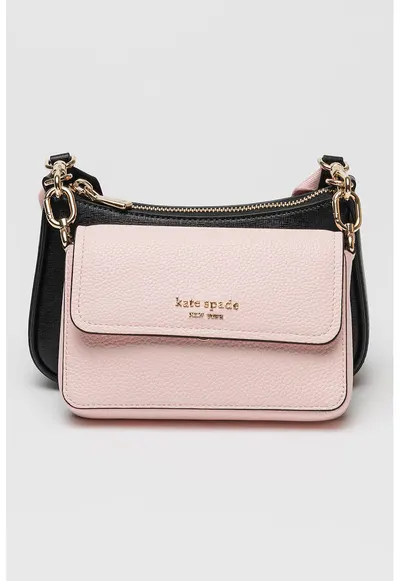 Geanta crossbody din piele cu model stratificat - Negru