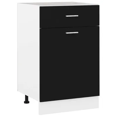 vidaXL Dulap inferior cu sertar “Lyon”, negru, 50x46x81,5 cm
