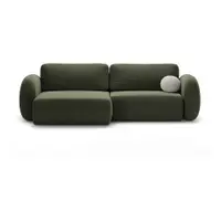 Colțar verde extensibil/cu spațiu de depozitare cu tapițerie din chenille Tonale – Cosmopolitan Design