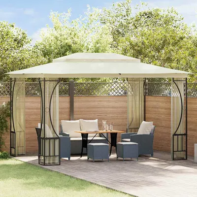 vidaXL Pavilion cu plase, crem, 300 x 400 x 265 cm