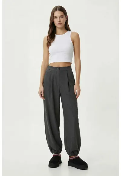 Pantaloni - Happiness Istanbul - Gri Talie inalta 26800 - Gri melange