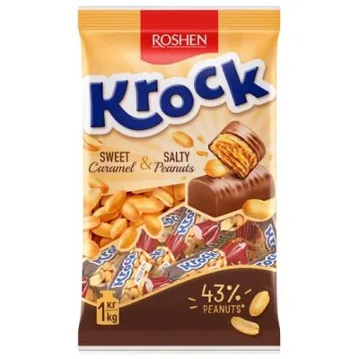 Bomboane Krock cu arahide și glazură de cacao Roshen, 1kg Engros