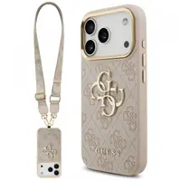 Husa pentru Apple iPhone 17 Pro, Guess, Big 4G Classic Logo with Big Strap, Roz
