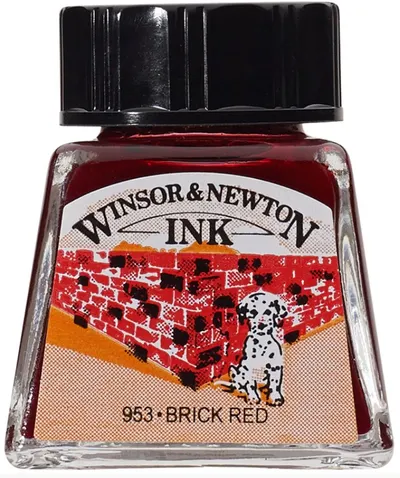 Cerneală de caligrafie Winsor & Newton - Ruginiu cărămiziu, 14 ml