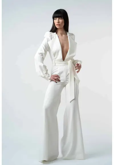 Salopeta cu decolteu adanc white