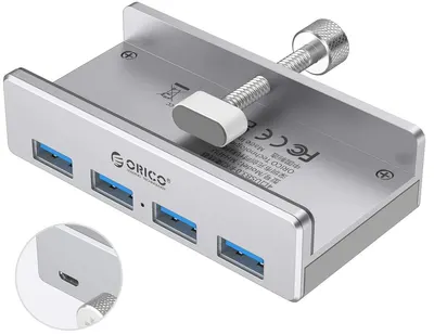 Hub USB Orico - MH4PU-P-SV, 4 porturi, USB3.0, argintiu
