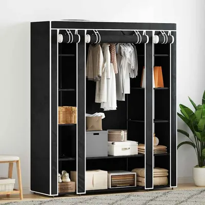 vidaXL Dulap material textil compartimente și tije 45x150x176 cm negru