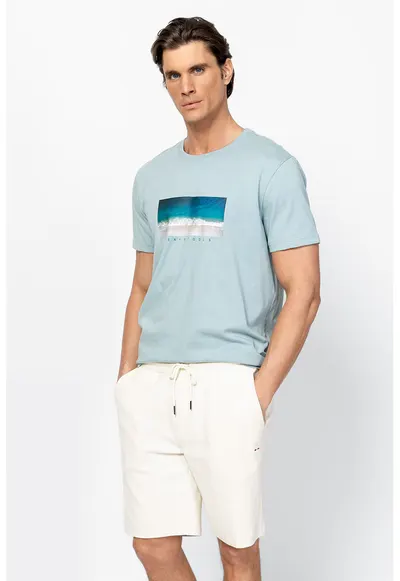 Tricou din bumbac cu imprimeu Mobya - Albastru