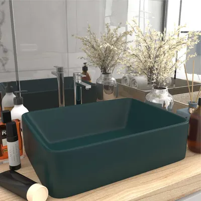 vidaXL Chiuvetă de baie lux, verde închis mat, 41x30x12 cm, ceramică