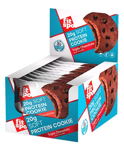 Biscuit proteic, triple chocolate, 10 x 70 g, FitSpo