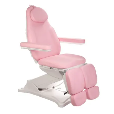 Scaun cosmetic electric, telecomanda, reglare electrica si hidraulica, inaltime reglabila 58-81 cm, lungime totala 184 cm, roz