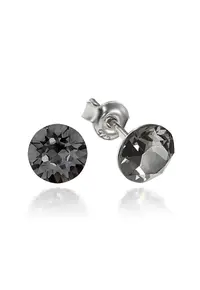 Cercei Argint 925 placat cu rodiu cu cristale Swarovski® Xirius 6mm - Gri inchis