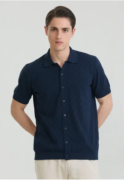 Tricou polo cu nasturi - Albastru ultramarin