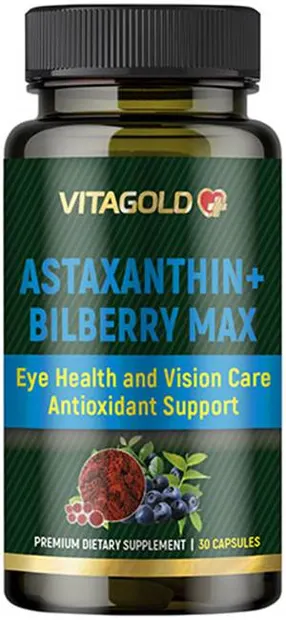 Astaxanthin + Bilberry Max, 30 capsule, Vitagold