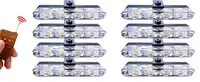 Set 8 lumini stroboscop galbene 4 LED grila telecomanda 7 functii 12V