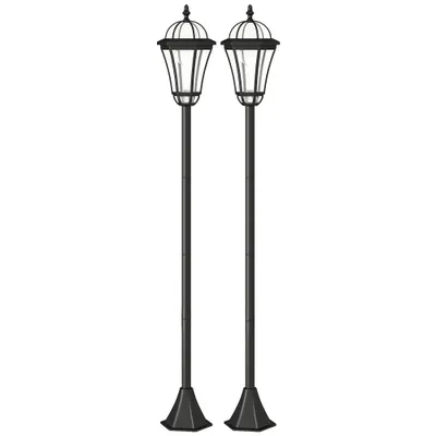Outsunny Set 2 Lampi Solare de Gradina, Lumini de Exterior Solare cu 2 LED, Aprindere Automata si Durata 6 Ore, Negru | Aosom Romania