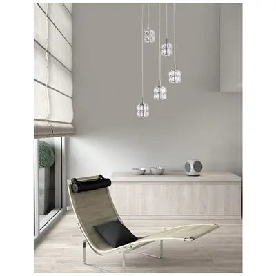 Lampa suspendata NICE Clear Crystal & Crom Aluminiu LED G9 5x5 Wat IP20 Fara bec