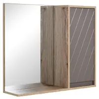 HOMCOM Dulapior Suspendat Baie cu Oglindă Raft Reglabil Design Modern Gri și Stejar | Aosom Romania