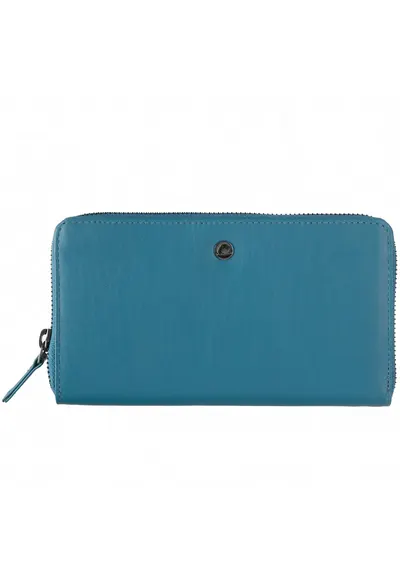 Portofel dama piele naturala 19 x 10.5 x 3 - Spongy Nappa - Greenbudwqfqdrry - Albastru petrol - 19 x 10.5 x 3 cm