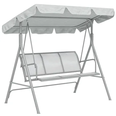 Balansoar de grădină 3 locuri Hollywoodschaukel cu acoperiș din metal gri+argintiu 170 x 110 x 153 cm | Aosom Romania