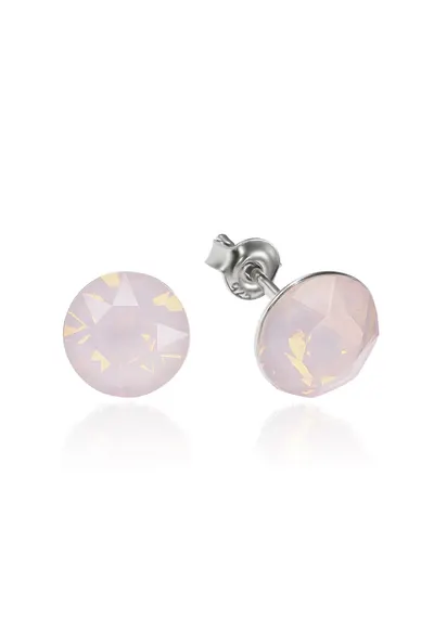 Cercei Argint 925 placat cu rodiu cu cristale Swarovski® Xirius Opal Rose 8mm Surub