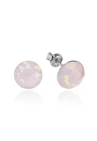 Cercei Argint 925 placat cu rodiu cu cristale Swarovski® Xirius Opal Rose 8mm Surub