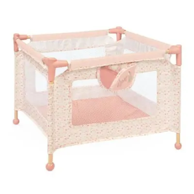 Set 2 in 1 pentru papusi, tarc de joaca si scaun de masa, DeCuevas, lemn si textil, Tulipe, Roz