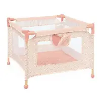 Set 2 in 1 pentru papusi, tarc de joaca si scaun de masa, DeCuevas, lemn si textil, Tulipe, Roz