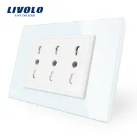 Priza tripla italiana Livolo cu rama din sticla – standard italian