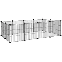 PawHut Țarc Modular pentru Animale de Companie de Talie Mică cu Panouri și Accesorii, 140x70x35 cm, Negru | Aosom Romania