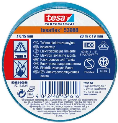 Bandă izolatoare Tesa - Albastru, 19 mm х 20 m