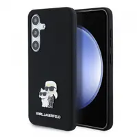 Husa pentru Samsung Galaxy S24 S921, Karl Lagerfeld, Silicone Karl & Choupette Metal, Neagra