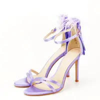Sandale elegante mov cu pene BSX8005 128