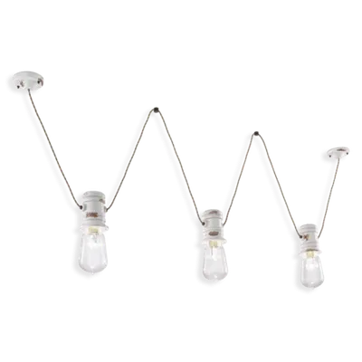 Sospensione 3 Luci / 3-Lights Pendant Retro Urban Finish Vib - Vintage Bianco C1742