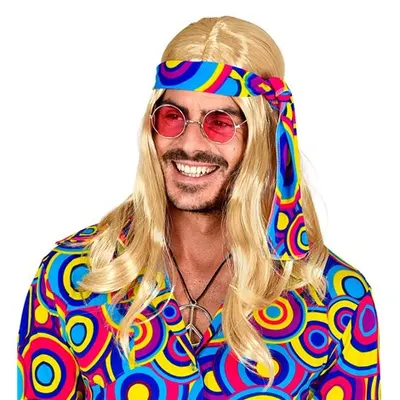 Peruca blonda anii 70 cu bandana - marimea 128 cm