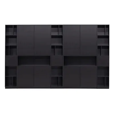 Bibliotecă modulară neagră din lemn masiv de pin 340x210 cm Finca – WOOOD