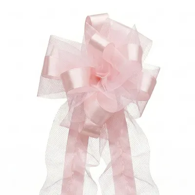 Fundă decorativă pentru evenimente, cu autoformare tulle, roz pastel