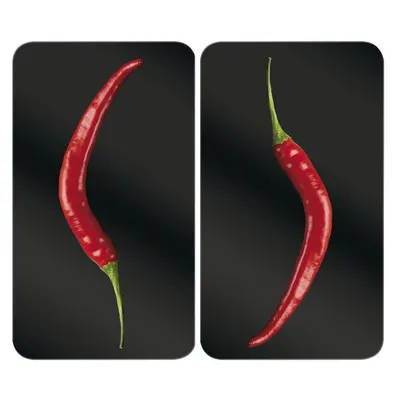 Set 2 protecții din sticlă pentru aragaz Wenko Peperoni, 52 x 30 cm