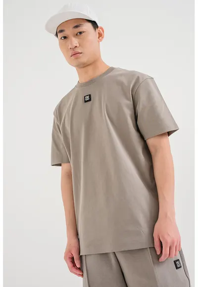 Tricou de bumbac cu decolteu la baza gatului Dalile - Bej