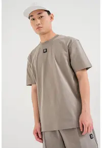 Tricou de bumbac cu decolteu la baza gatului Dalile - Bej